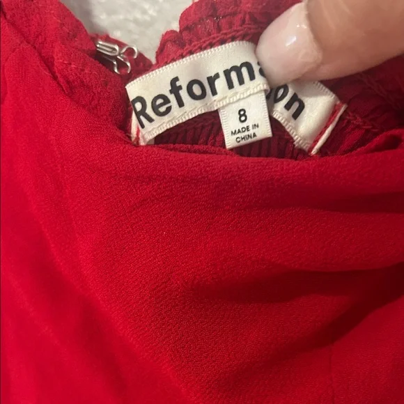 Reformation Red Tie-Shoulder Slip Dress - Picture 2 of 3